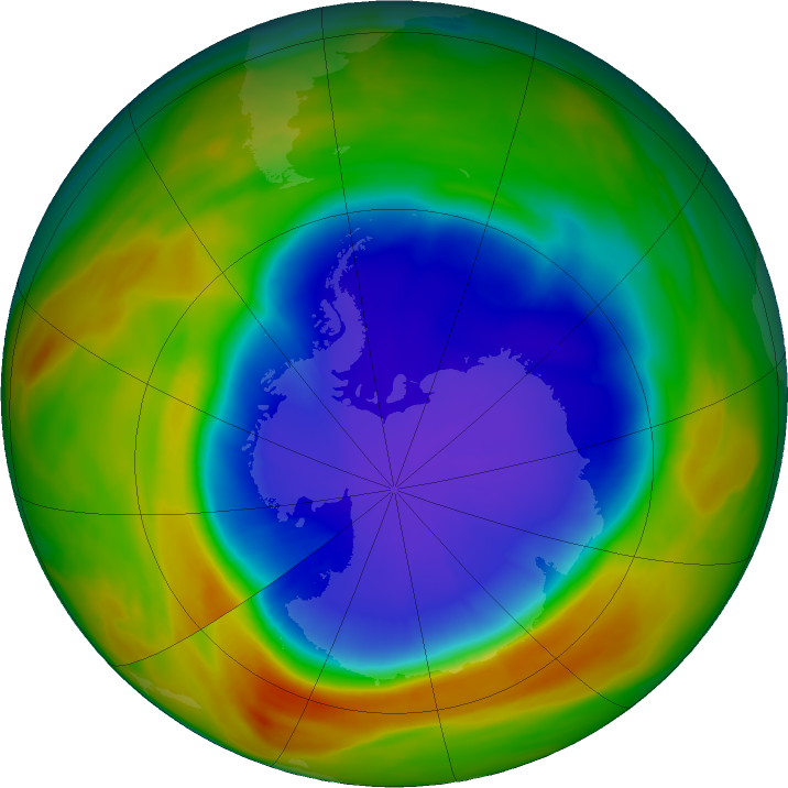 Antarctic ozone map for 30 September 2017
